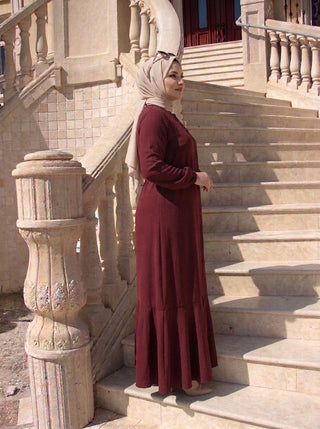 3 Düğmeli Elbise - Bordo - yan görünüm