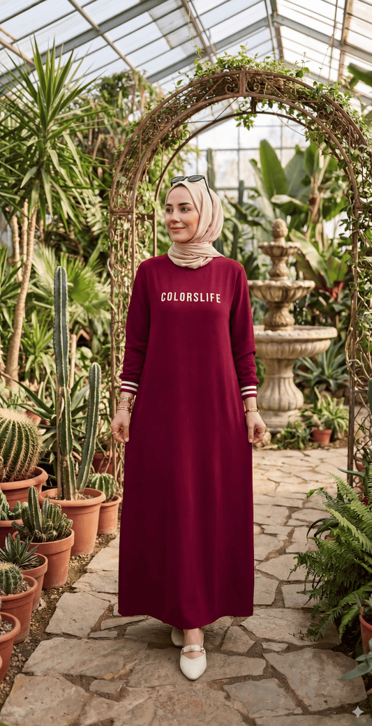 Bordo Spor Elbise