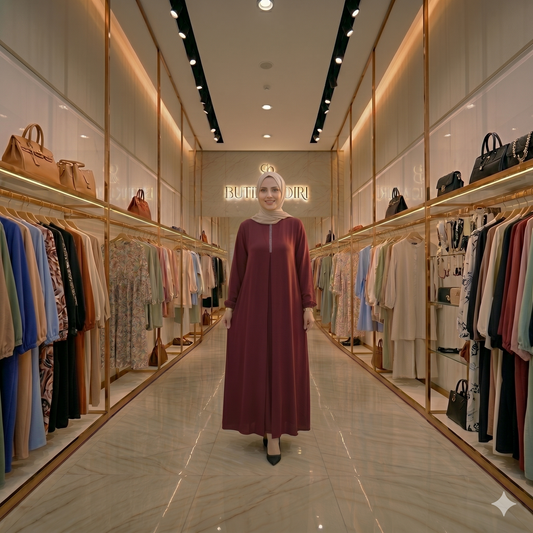 Taşlı Elbise - Bordo