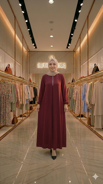 Taşlı Elbise - Bordo