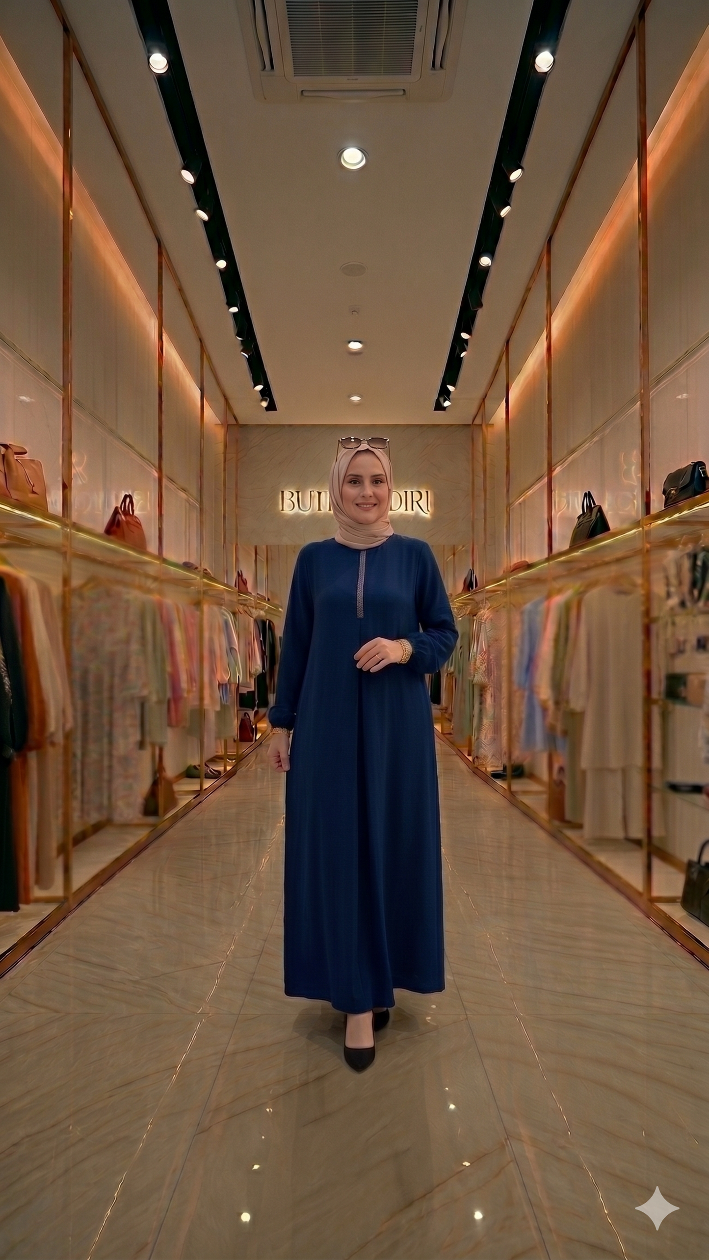 Taşlı Elbise - Lacivert