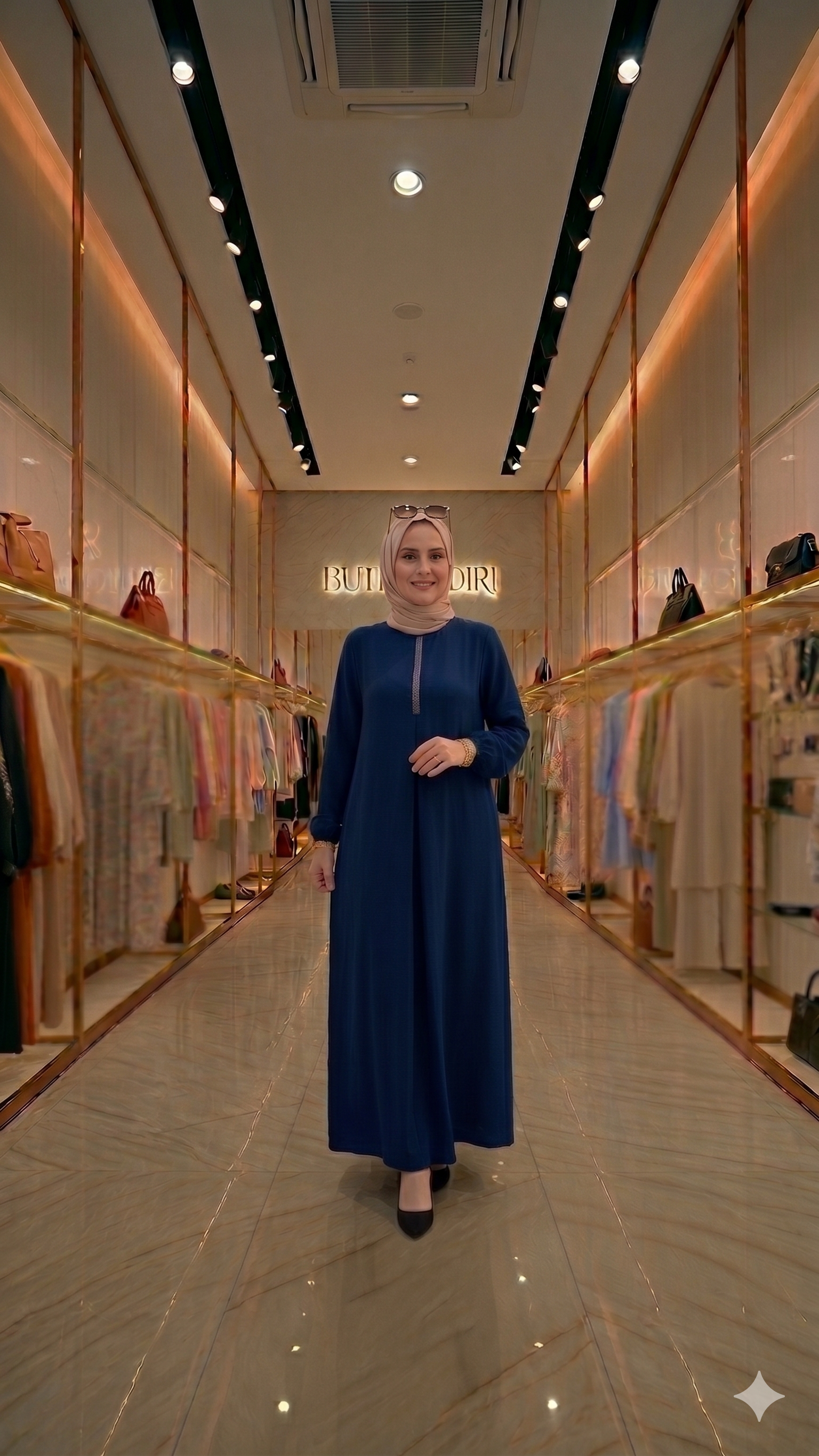 Taşlı Elbise - Lacivert