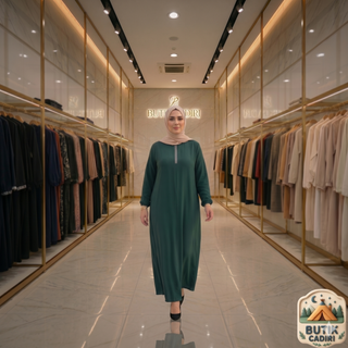 Taşlı Elbise - Yeşil